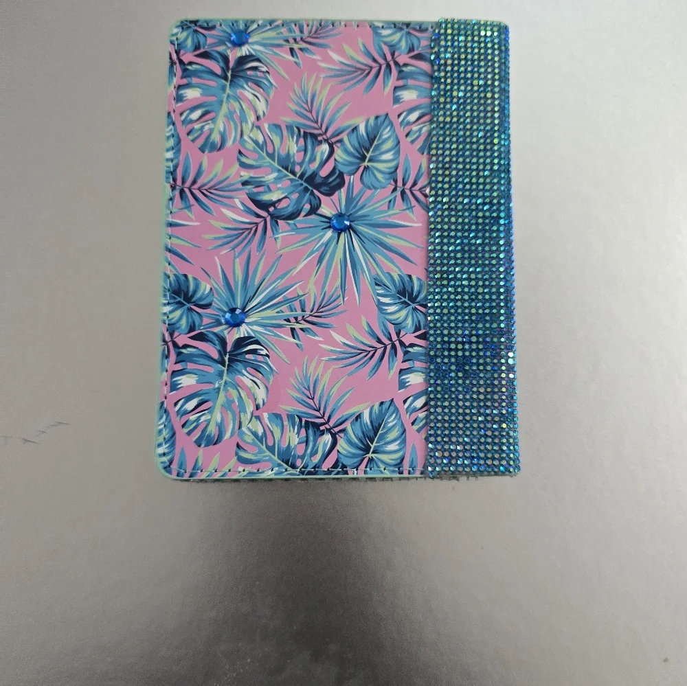 Alchemy Pink and Blue Bling Tropical Passport Case - Picture 4 of 9
